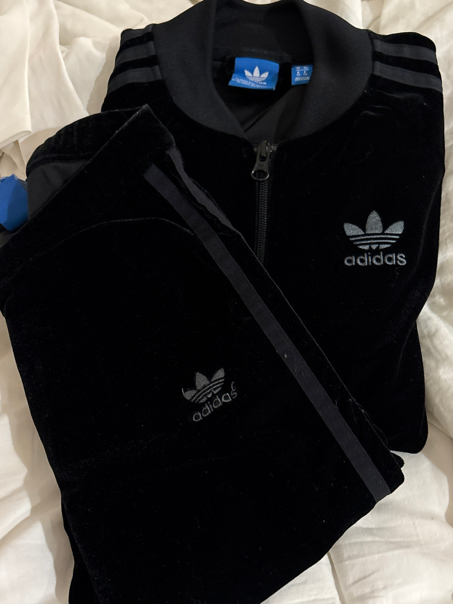Adidas Originals Black Velour Two-Piece Track Set