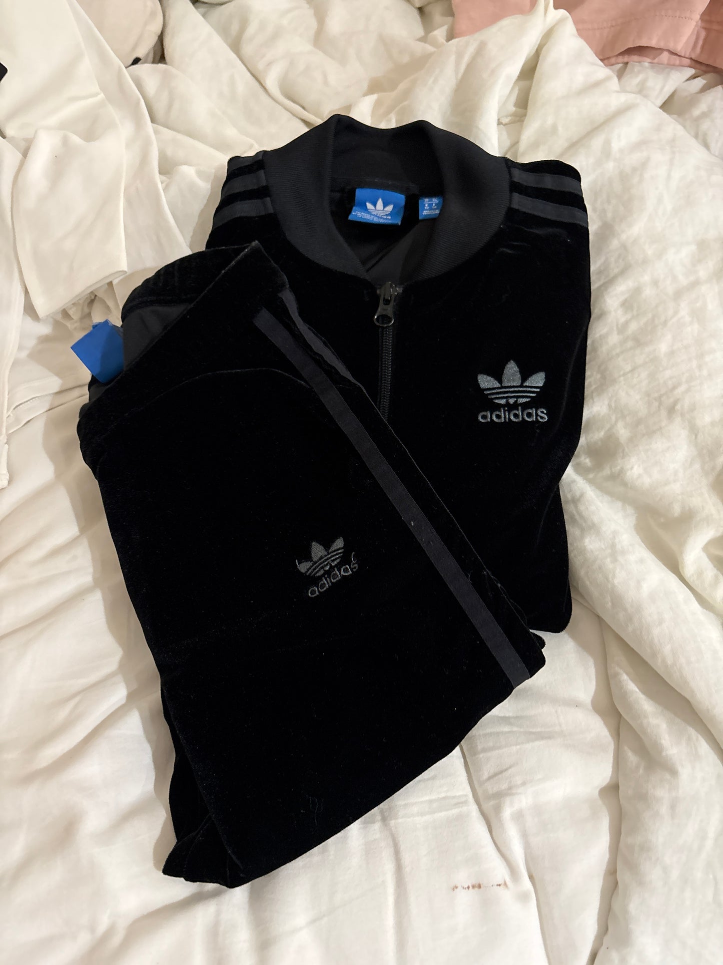 Adidas Originals Black Velour Two-Piece Track Set