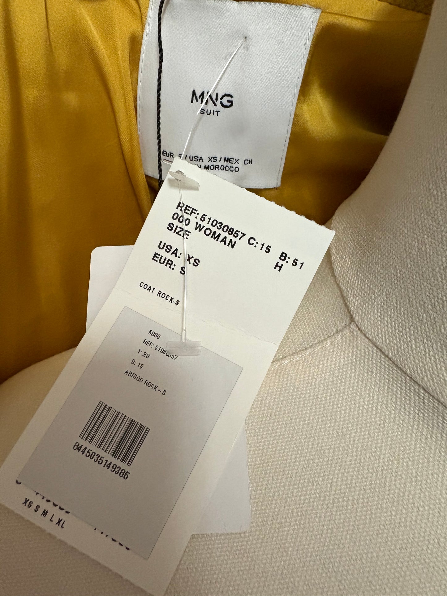 MNG Mango Mustard Yellow Double Breasted Wool Coat – New With Tags