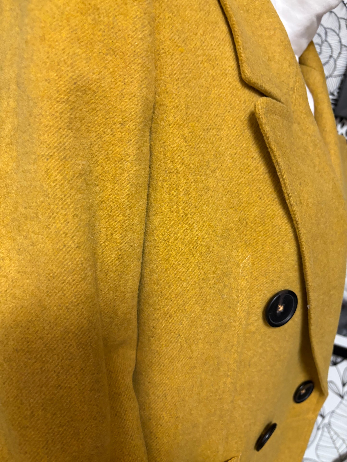 MNG Mango Mustard Yellow Double Breasted Wool Coat – New With Tags