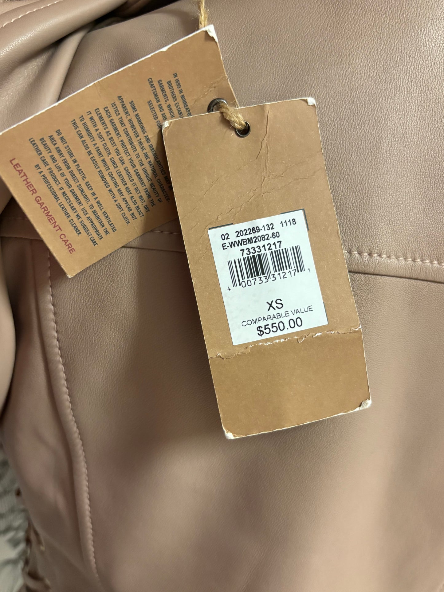 Genuine Leather Lace-Up Moto Jacket – Blush Nude (XS)