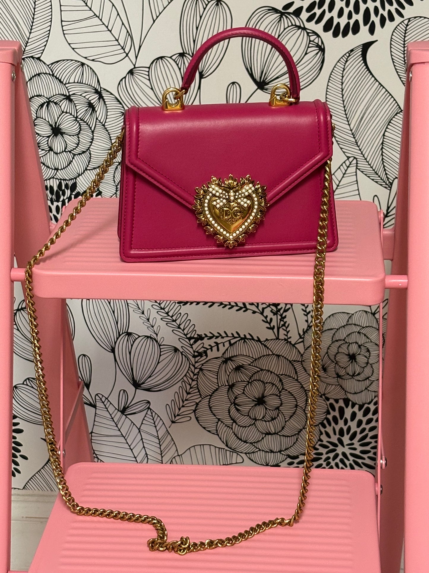 Dolce & Gabbana Devotion Mini Top Handle Bag in Hot Pink – New with Box