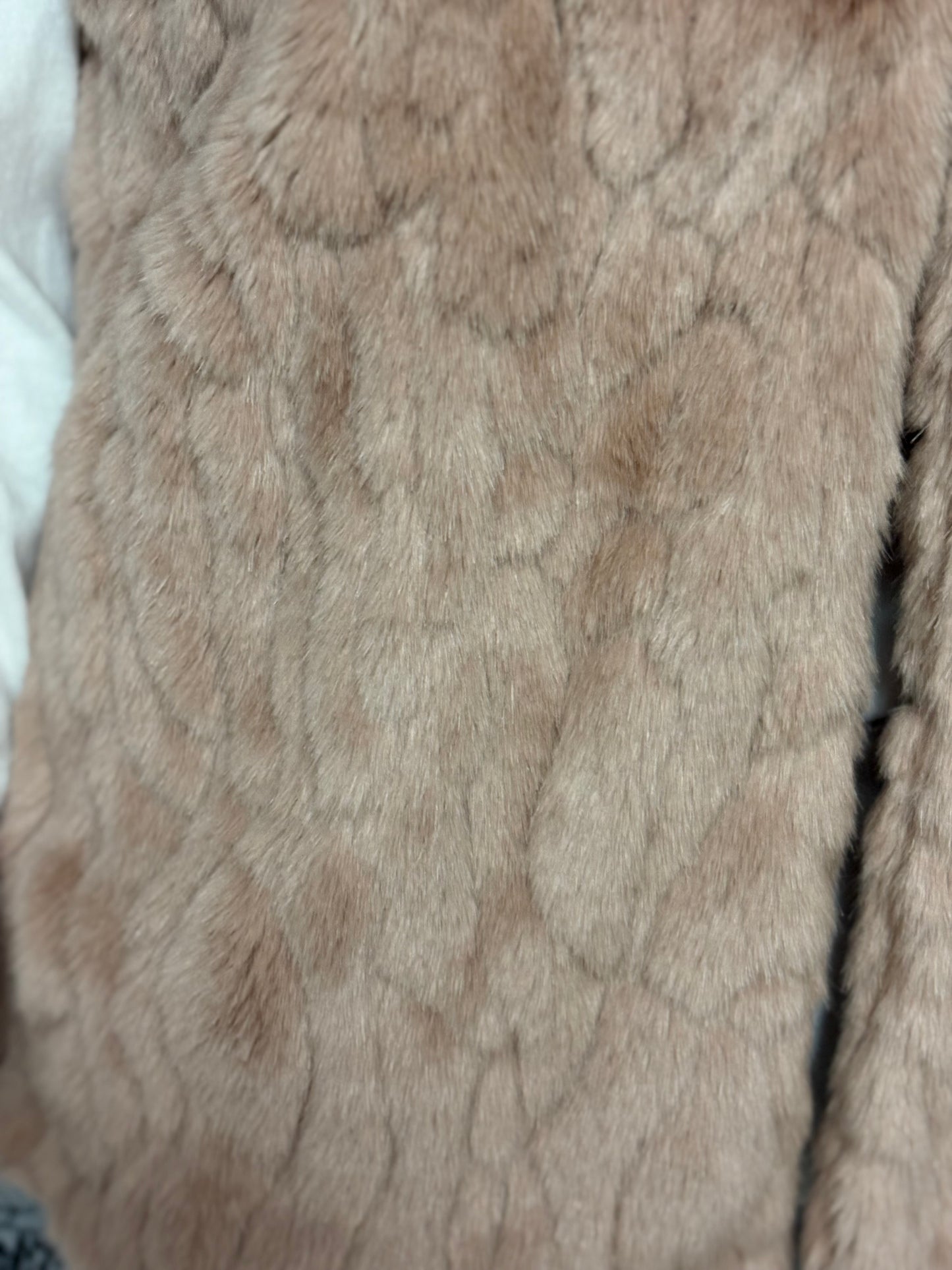 Express Faux-Fur Hooded Vest – Blush Nude (XS/S, NWT)