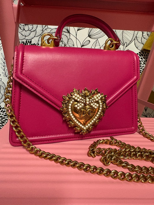 Dolce & Gabbana Devotion Mini Top Handle Bag in Hot Pink – New with Box