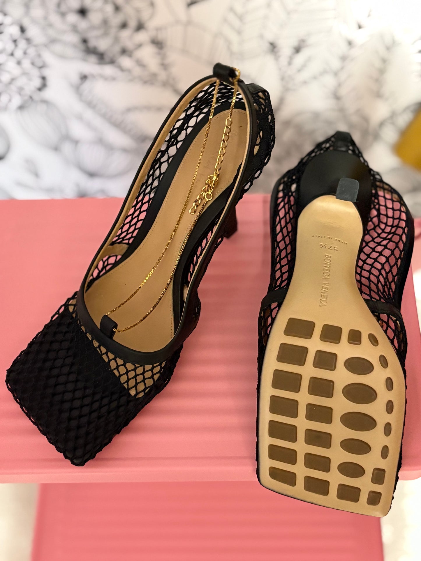 Bottega Veneta Mesh Square Toe Pumps – New With Box – Runway Net Heels