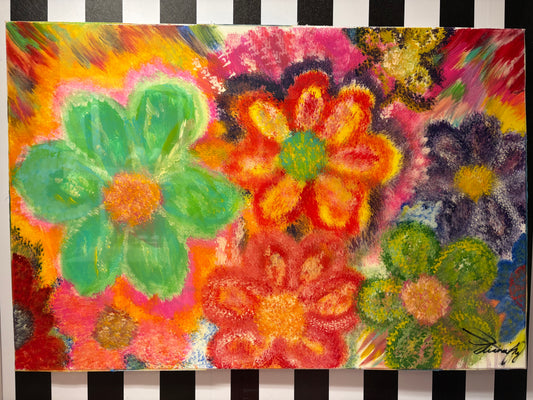 Bloom Anyway 🌸 Original Mixed-Media Painting by Jiah
24” x 36” | Hand-Painted | Signed Original | Resin Finish