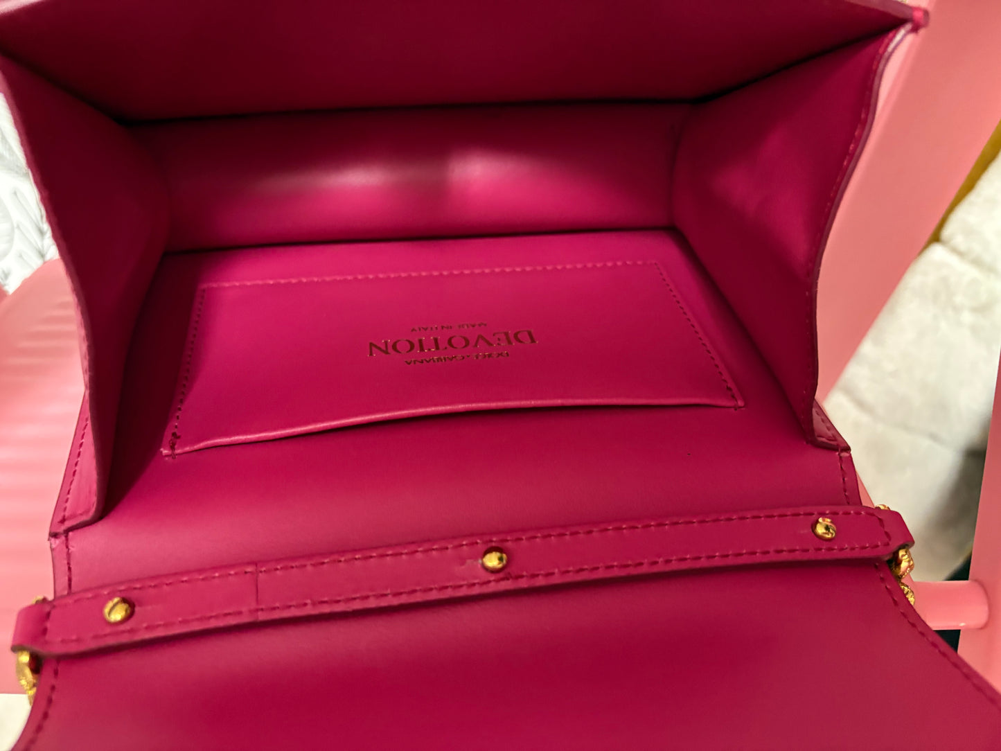 Dolce & Gabbana Devotion Mini Top Handle Bag in Hot Pink – New with Box