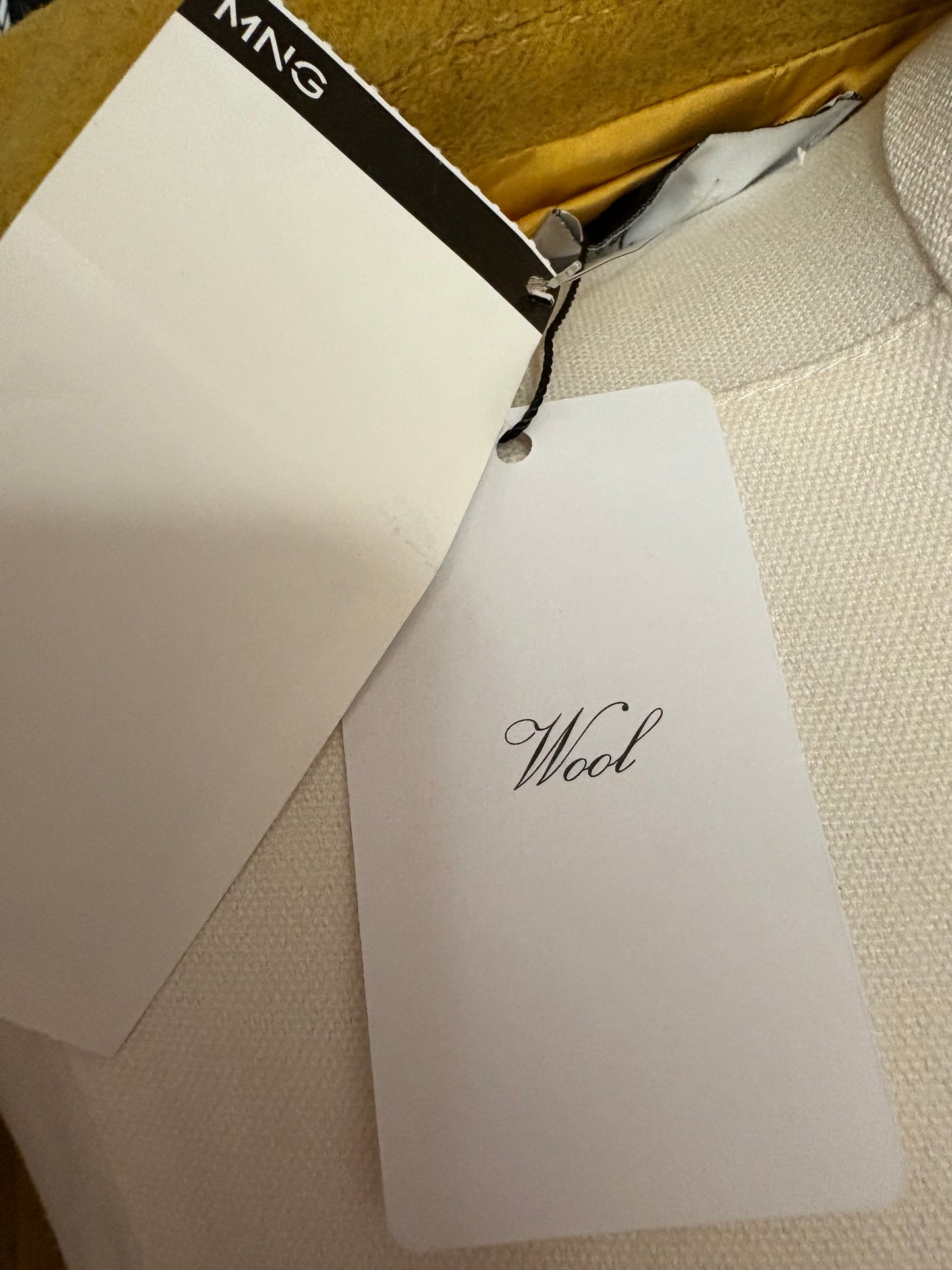 MNG Mango Mustard Yellow Double Breasted Wool Coat – New With Tags