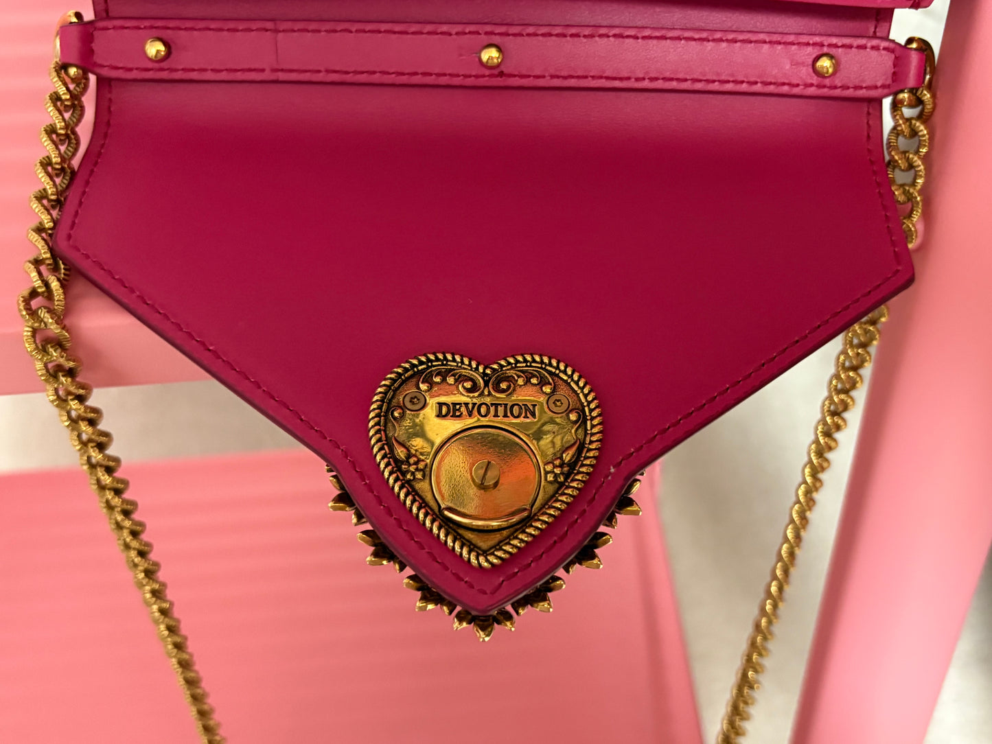 Dolce & Gabbana Devotion Mini Top Handle Bag in Hot Pink – New with Box