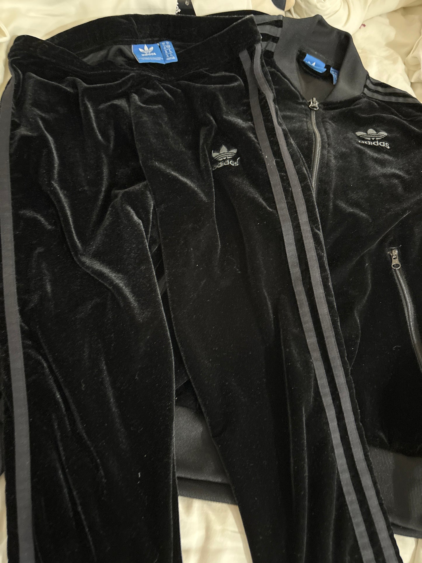 Adidas Originals Black Velour Two-Piece Track Set