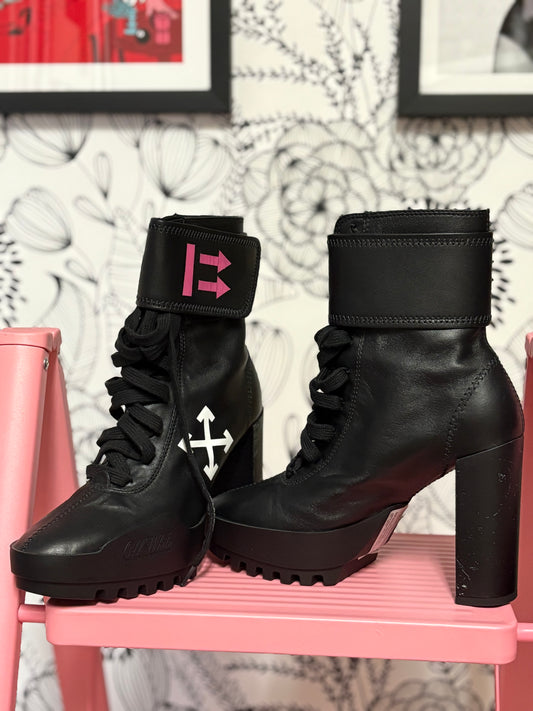 Off-White Arrow Moto Wrap Platform Heeled Boots – Virgil Abloh – Size 37 – New