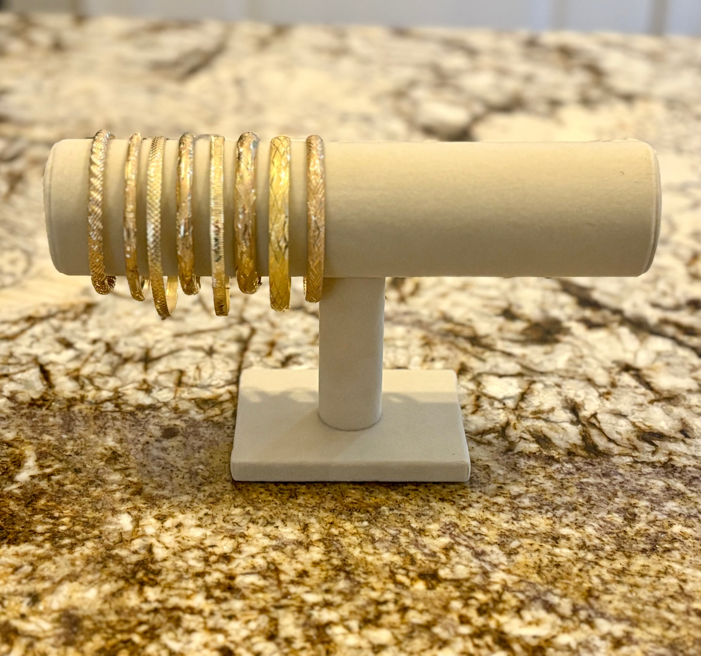 10K Solid Gold Textured Bangle Bracelet