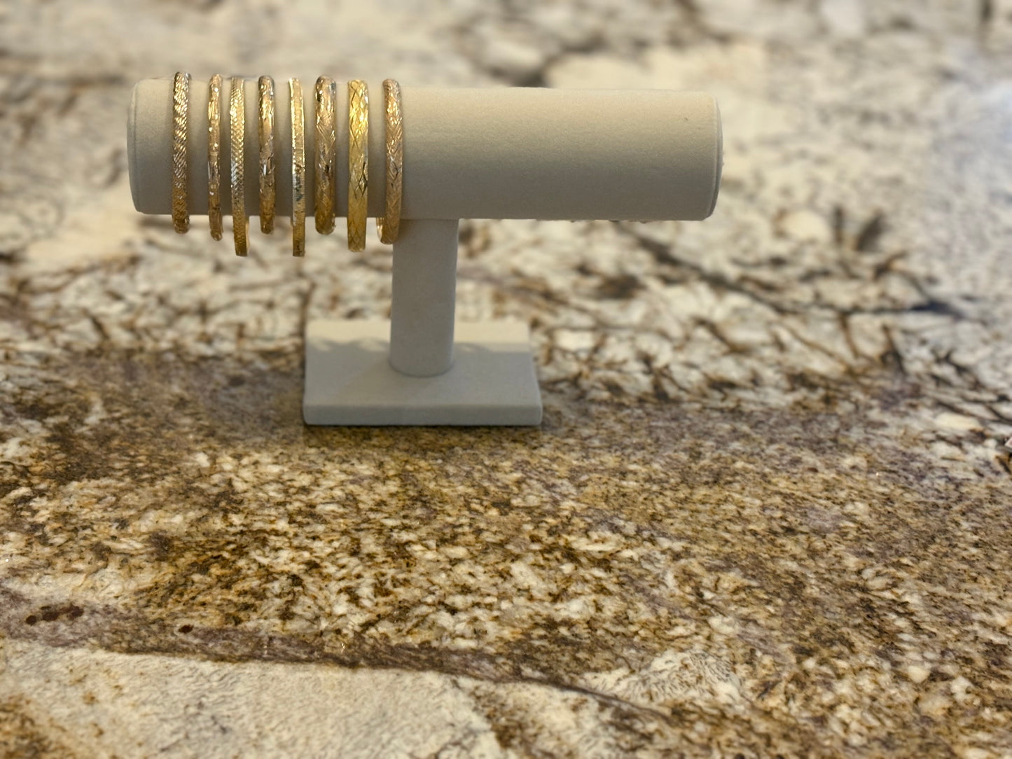 10K Solid Gold Textured Bangle Bracelet