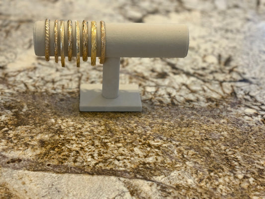 10K Solid Gold Textured Bangle Bracelet