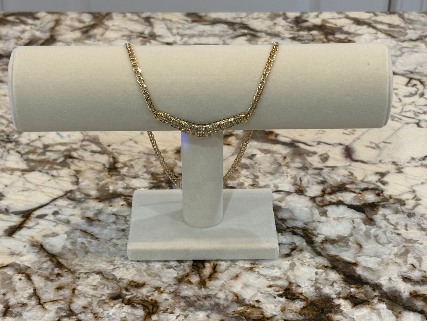 14K Gold Diamond Accent Bar Necklace