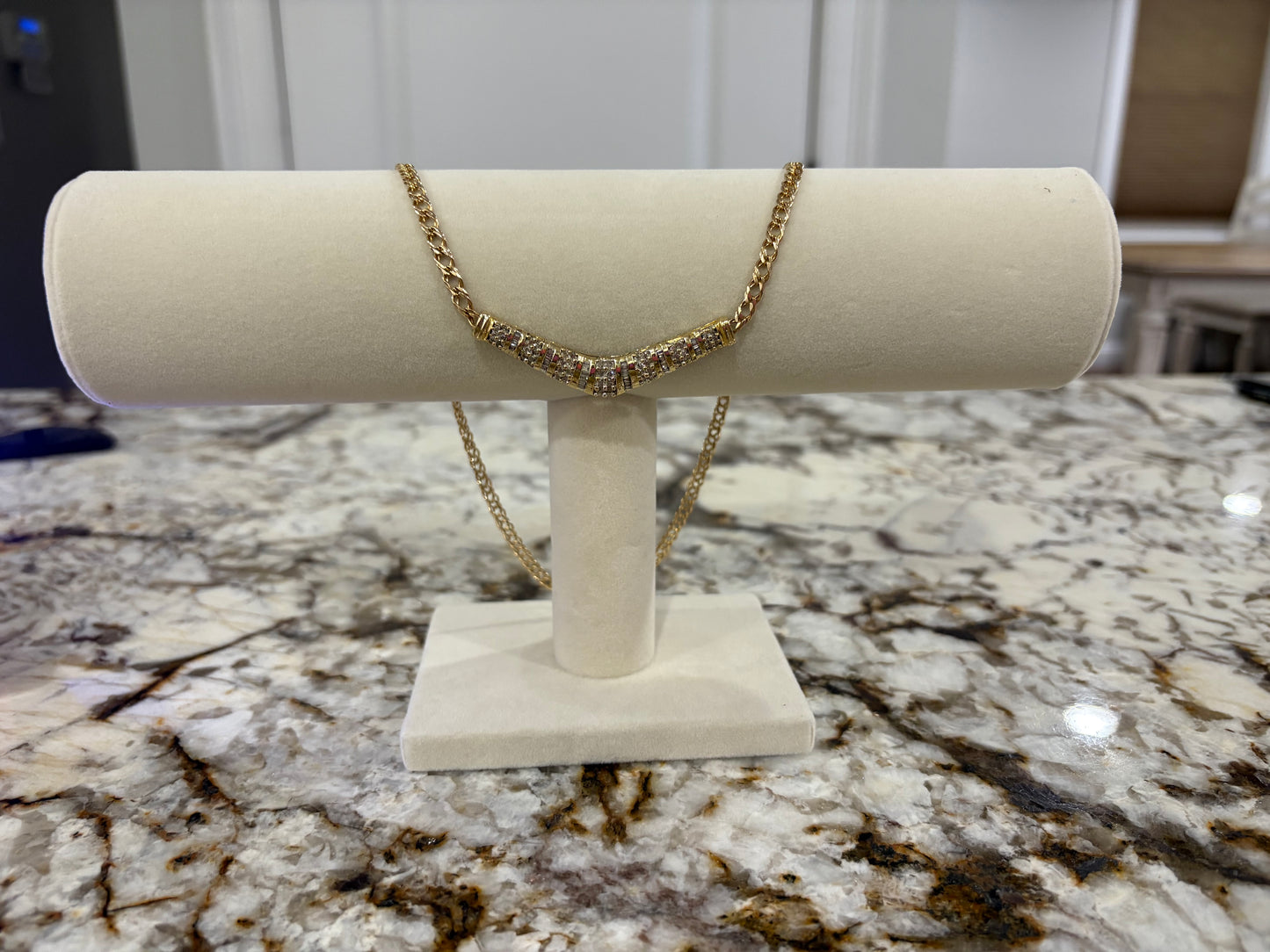 14K Gold Diamond Accent Bar Necklace