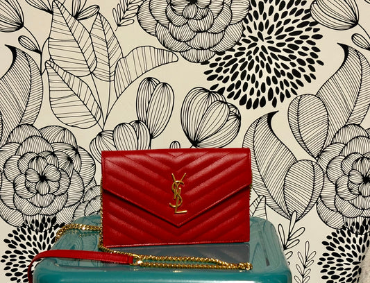 YSL Red Leather Chain Bag